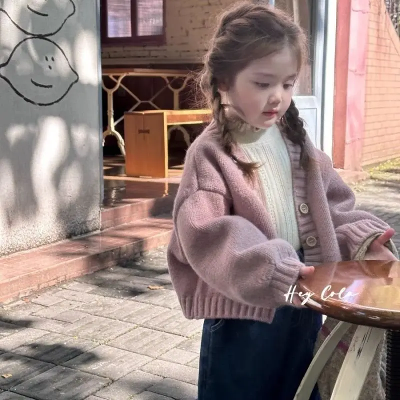 Свитер для девочек кардиган осень 2024 новая мода женское сокровище нежное