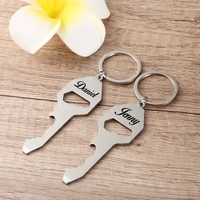 custom engraved name bottle opener key chain stainless key shape keychain gift for dad wedding favors party favor for guests