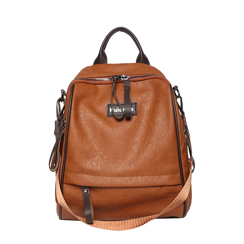 

Brand High Quality PU Leather Backpacks For Women Multifunctional Soft Leisure Or Travel Bags 2022 New Brown Fashion Satchels