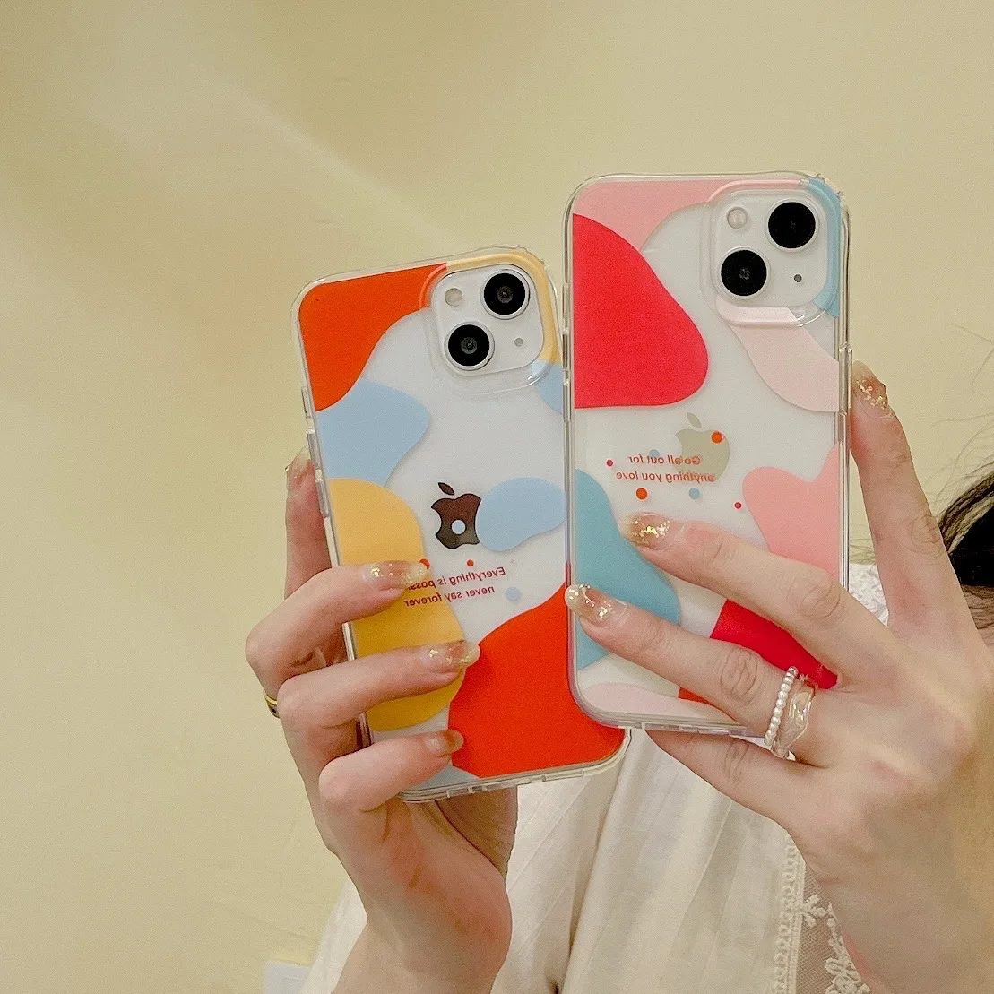 

INS Color Rendering Graffiti English Phone Cases For iPhone 13 12 11 Pro Max XR XS MAX 8 X 7 Couple Anti-drop Soft TPU Cover