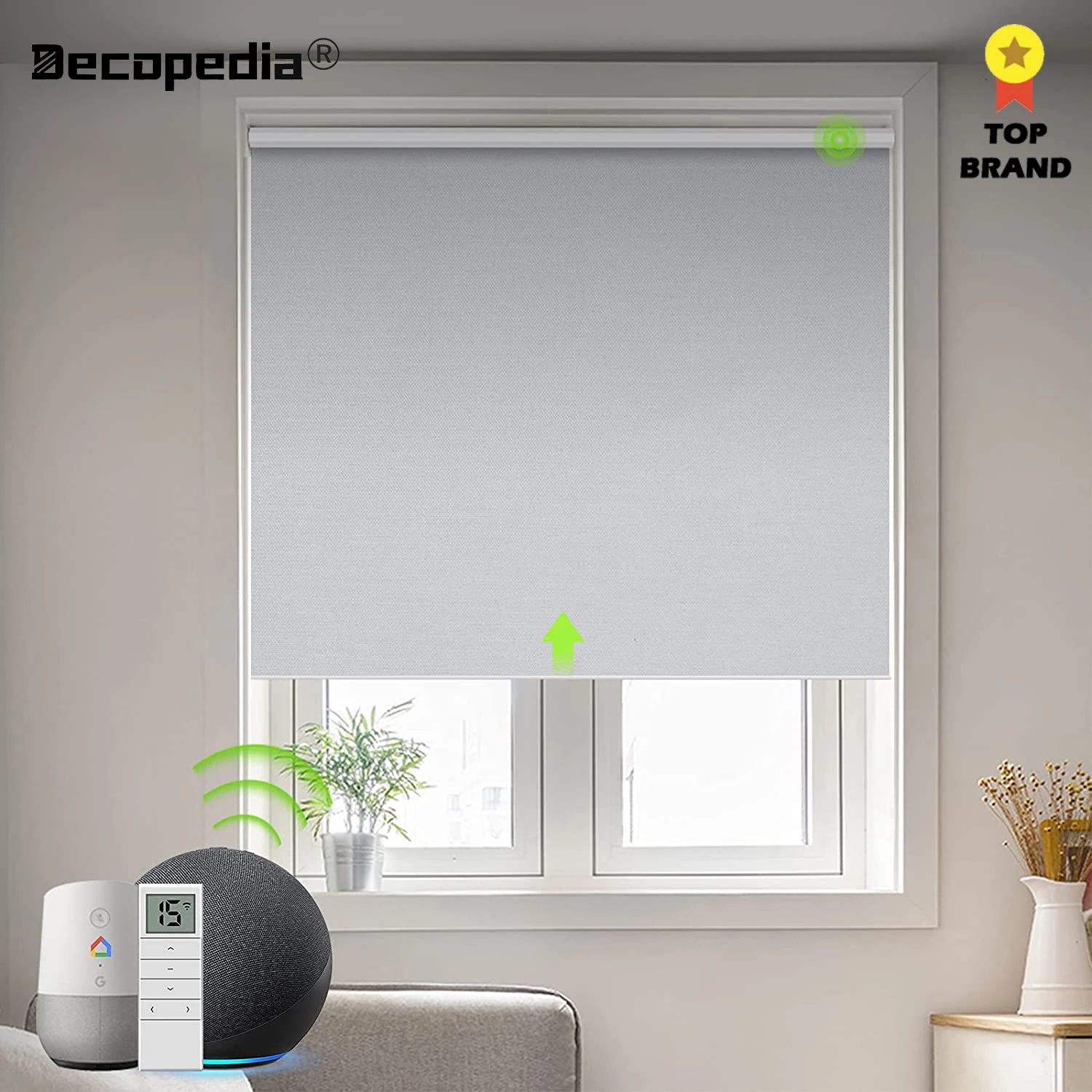

Home Window Roller Shades Motorized Blinds for Windows Blackout Horizontal Blinds Day Night Blinds Wifi Google Alexa Compatible