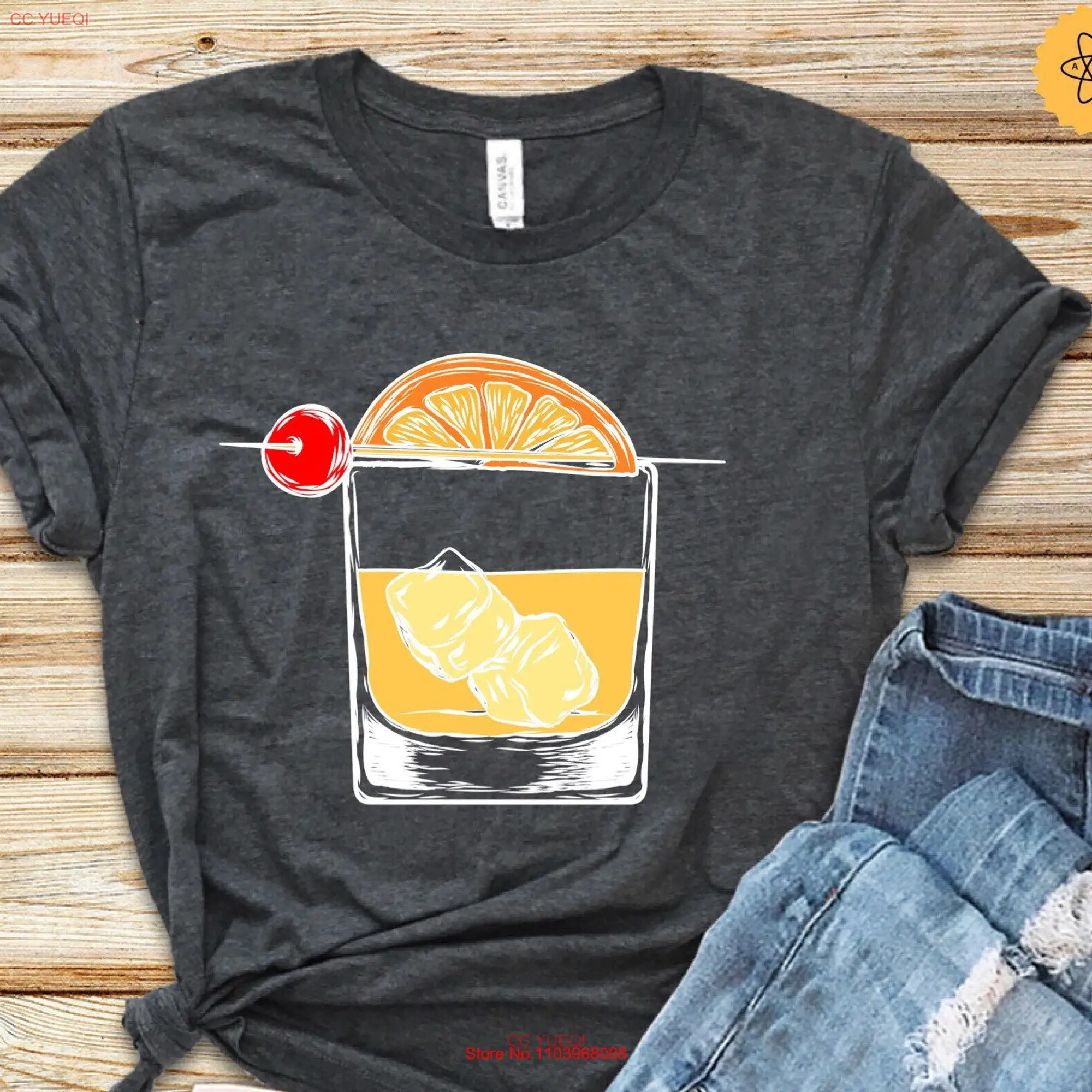 Старая модная футболка для напитков одежда бармена Коктейльные мартини с