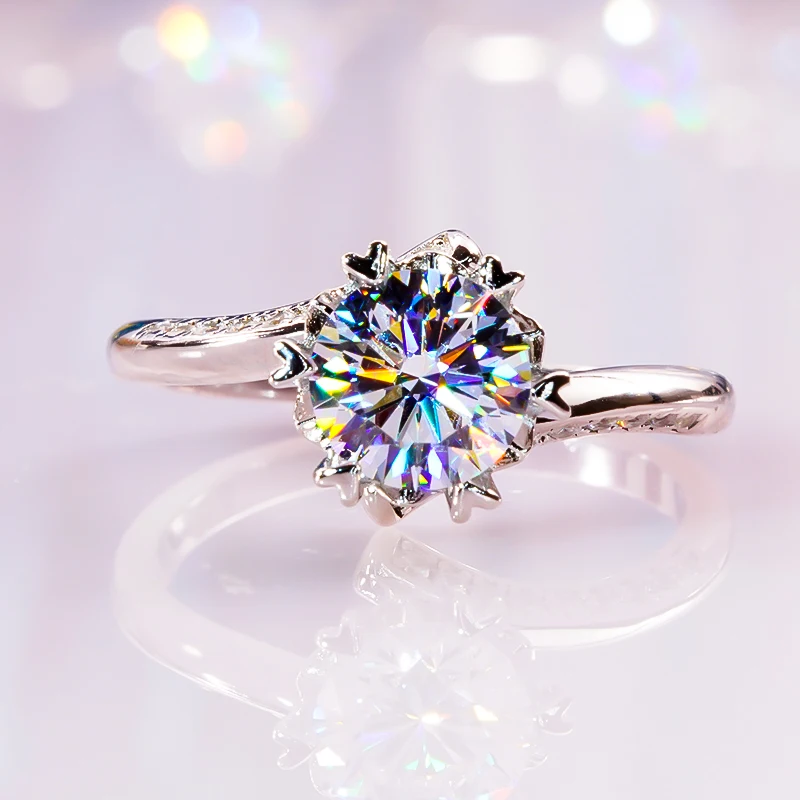 

Новинка, 1 бриллиантовое кольцо с сертификатом, серебро 925 пробы, с покрытием Pt950, ювелирные изделия для женщин, для помолвки, свадьбы