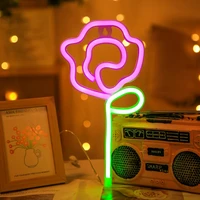 led neon lights rose shape led neon sign decoration wall lamp for lovers gift wedding party anniversary decor night lights