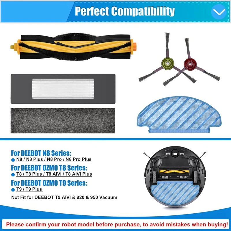 Для ECOVACS Deebot T9 AIVI T8 N8 Pro Series Робот-пылесос Боковая щетка Основная Фильтр Запасные