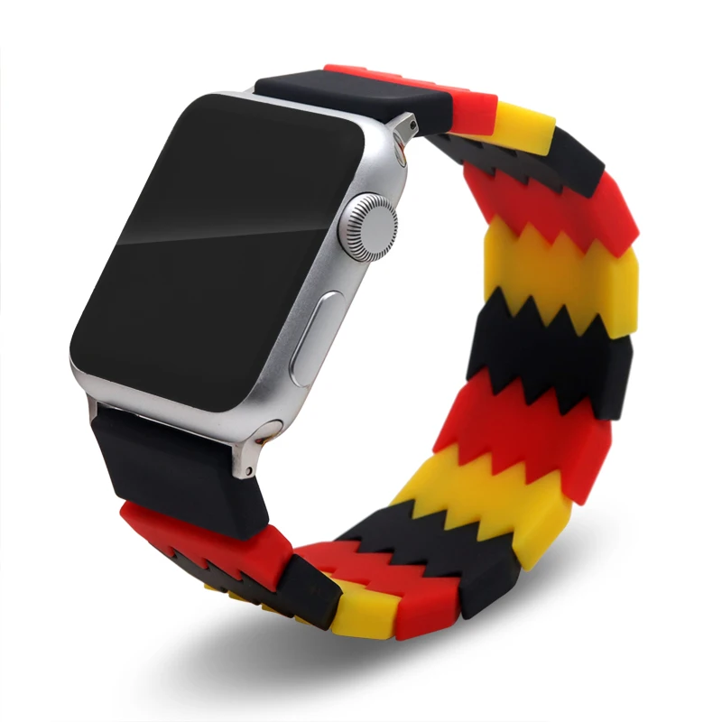 

Silicone Strap for Apple Watch Band 45mm 44mm 41mm Bracelet for IWatch 40mm 38mm 42mm Splicing Sawtooth Series 7 6 SE 5 4 3 2 1