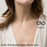 bipin personality necklace in 316l stainless steel pendant necklace female horn simple jewelry wholesale