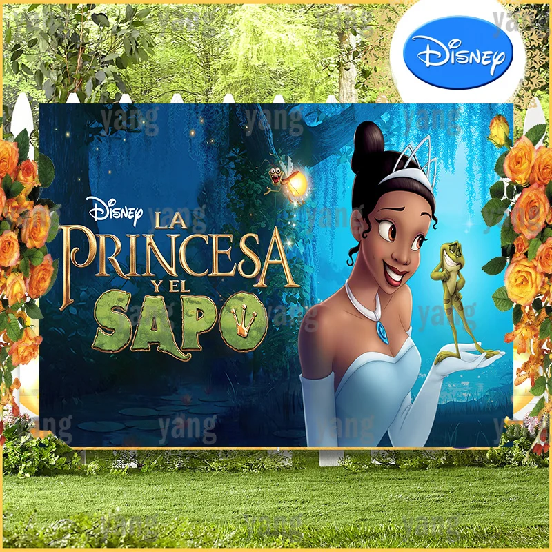 Disney Lovely Firefly Night Forest Backdrop Baby Shower Princess Tiana and The Frog Girl Happy Birthday Party Banner Background