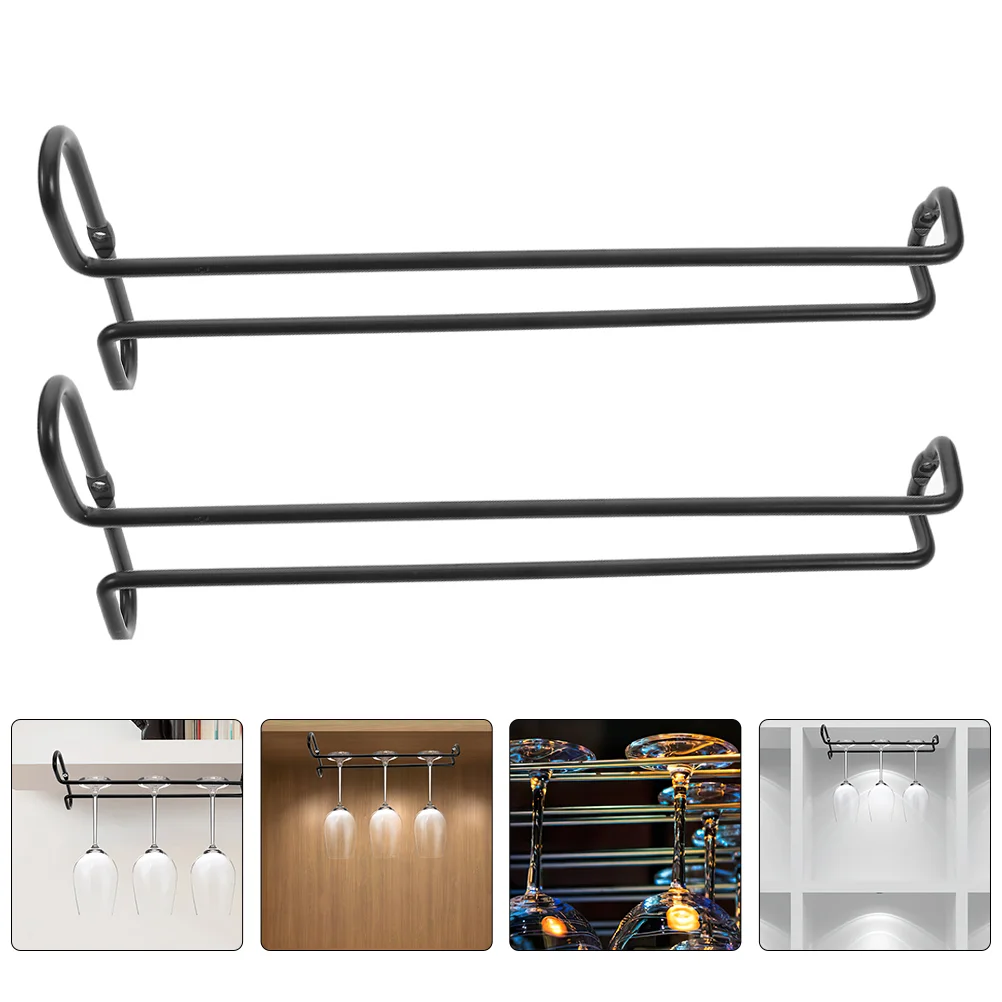 

2 Pcs Glass Rack Upside Cup Iron Wall Mounted Clothes Display Holders Bar Glasses Organizer Shelf Cupboard Mug Hanger