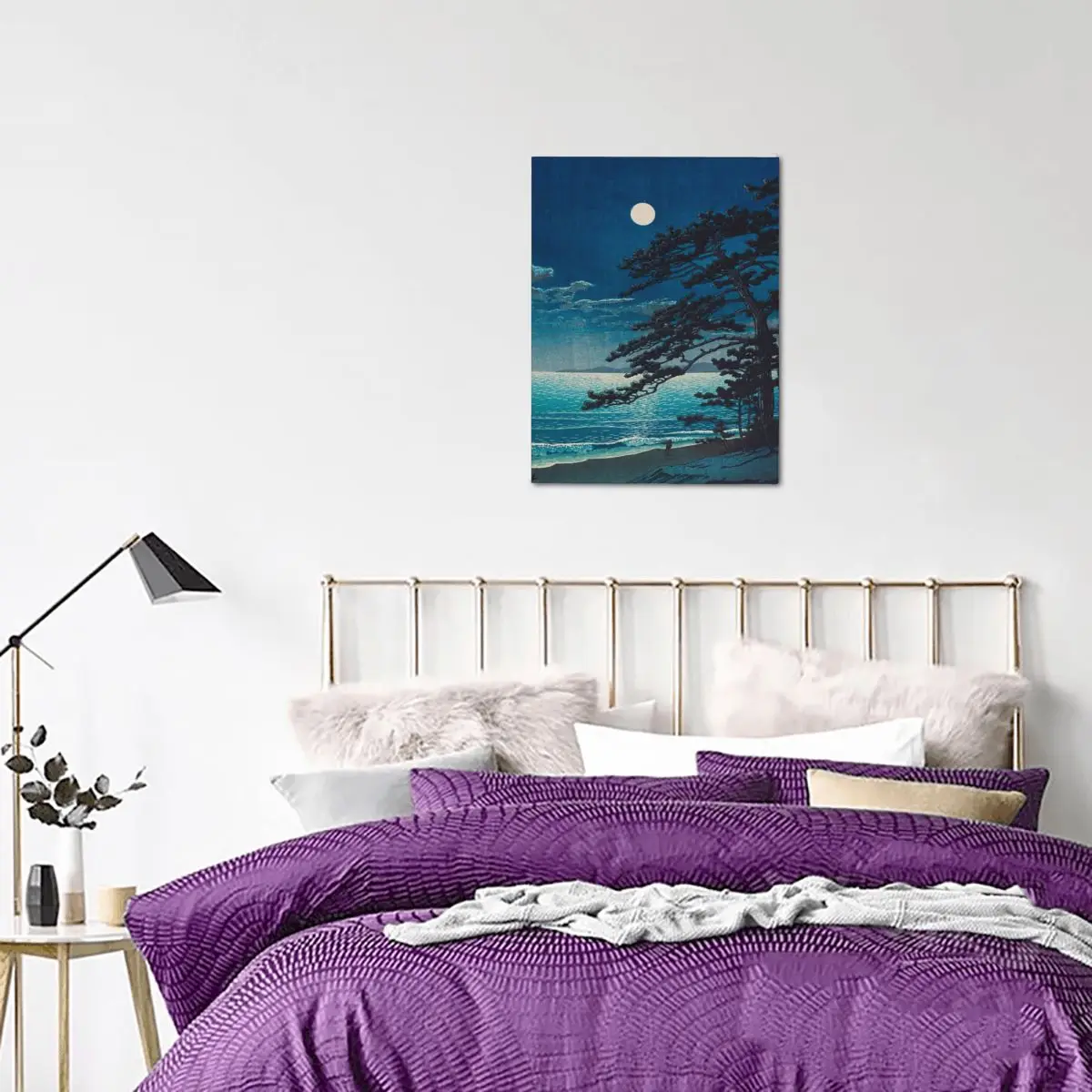 Весенняя луна в пляже ниндмии от Kawase Hasui винтажные японские холсты высокого