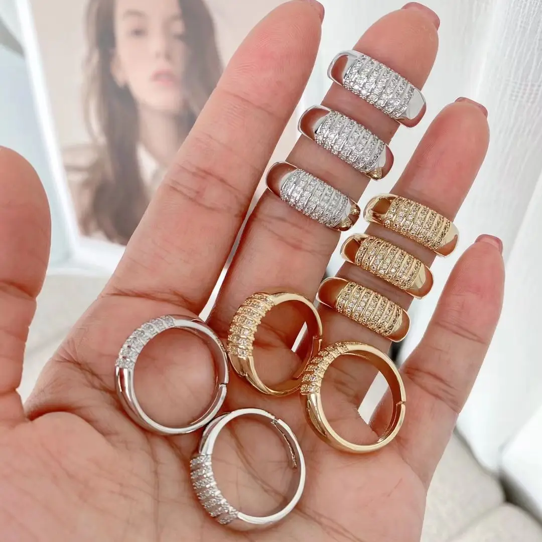 

5 шт., регулируемое кольцо с цирконом, в стиле ретро