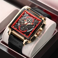 lige new luxury watch men square sport quartz leather belt wristwatch waterproof stopwatch watch for men clock relogio masculino