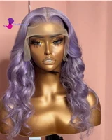 light purple colored human hair 150 density body wave wigs brazilian human hair wigs pre plucked bleached knot for black women