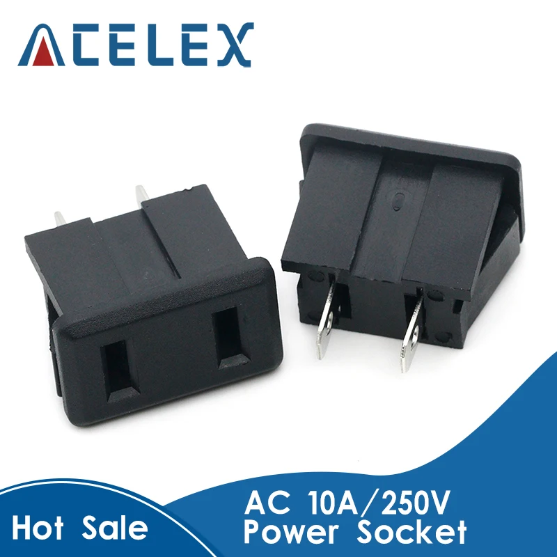 

5pcs SP-864 AC 10A/250V 15A/125V US Plug Panel Mount US Outlet Power Socket 2pin Black