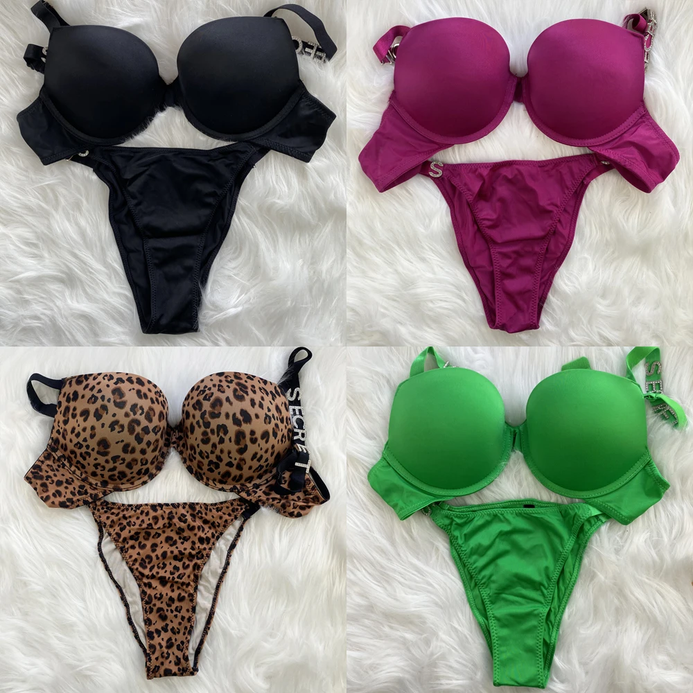 

Wholesale New Sexy Ladies Underwear Set Shoulder Strap Alphabet Ladies Bra Set Women Bra Ladies Panties Free Shipping