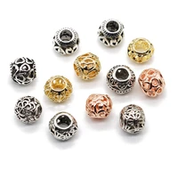 mibrow 10pcs rose gold color round european 5mm big hole charm beads spacer charm bead for diy bracelet jewelry making findings