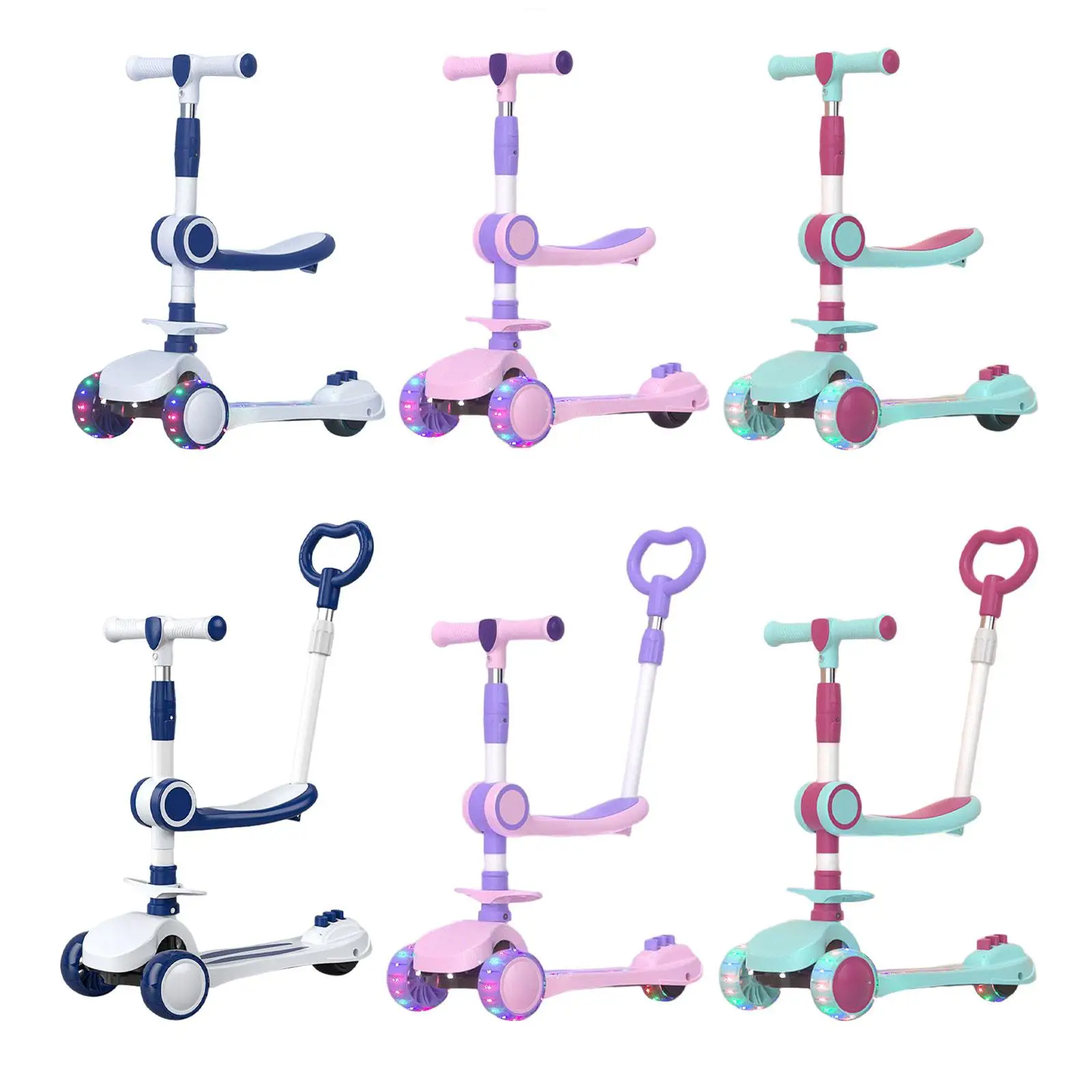 

Самобалансирующиеся детские игрушки, 4 уровня, регулируемая высота, треугольная конструкция, складной мигающий детский скутер для игр во дворе