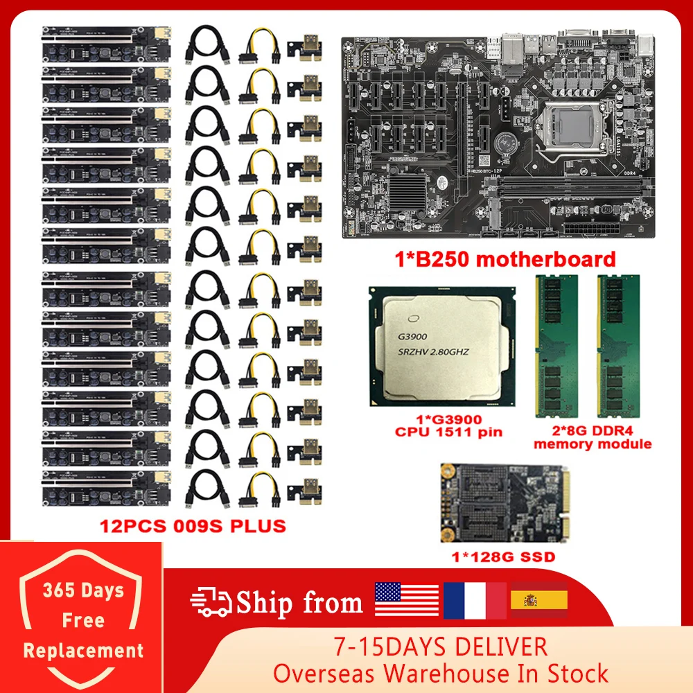

Семейная материнская плата для майнинга, поддержка 12 GPU LGA1151 DDR4, максимум 16 Гб для 12 pcie 1x 16x, графическая карта, Риг для майнинга биткоинов, эфи...