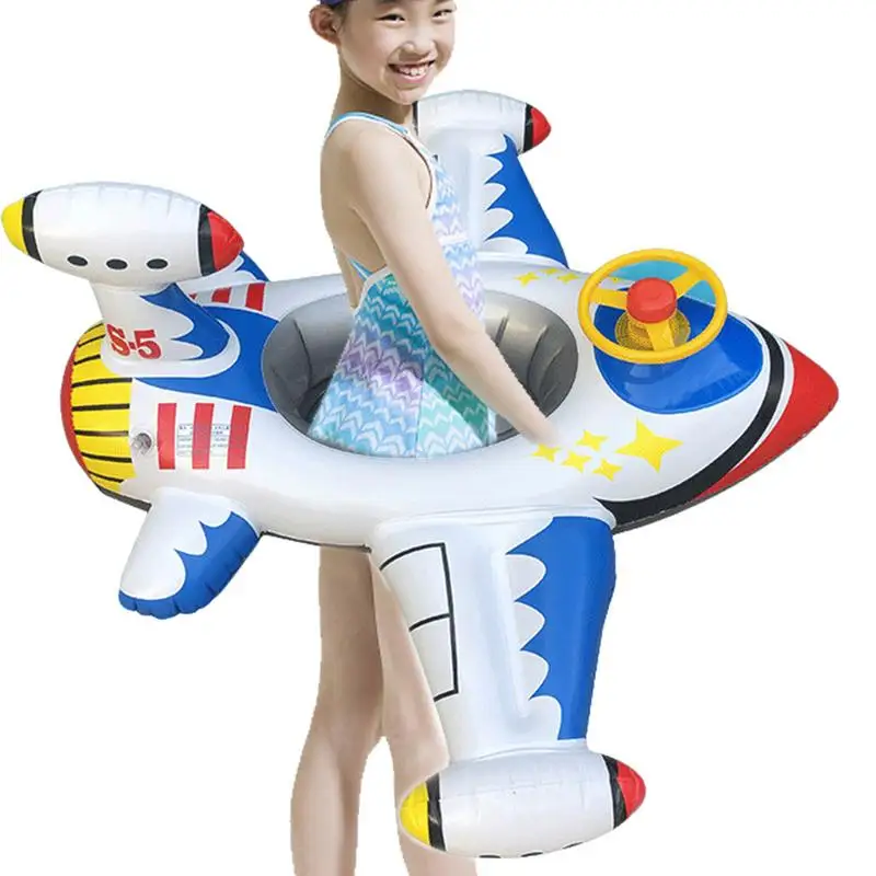 

Airplane Pool Float Baby Inflatable Pool With Steering Wheel Horn Inflatable Ride-ons Summer Pool For Kids Toddlers Age 1-4 Boys