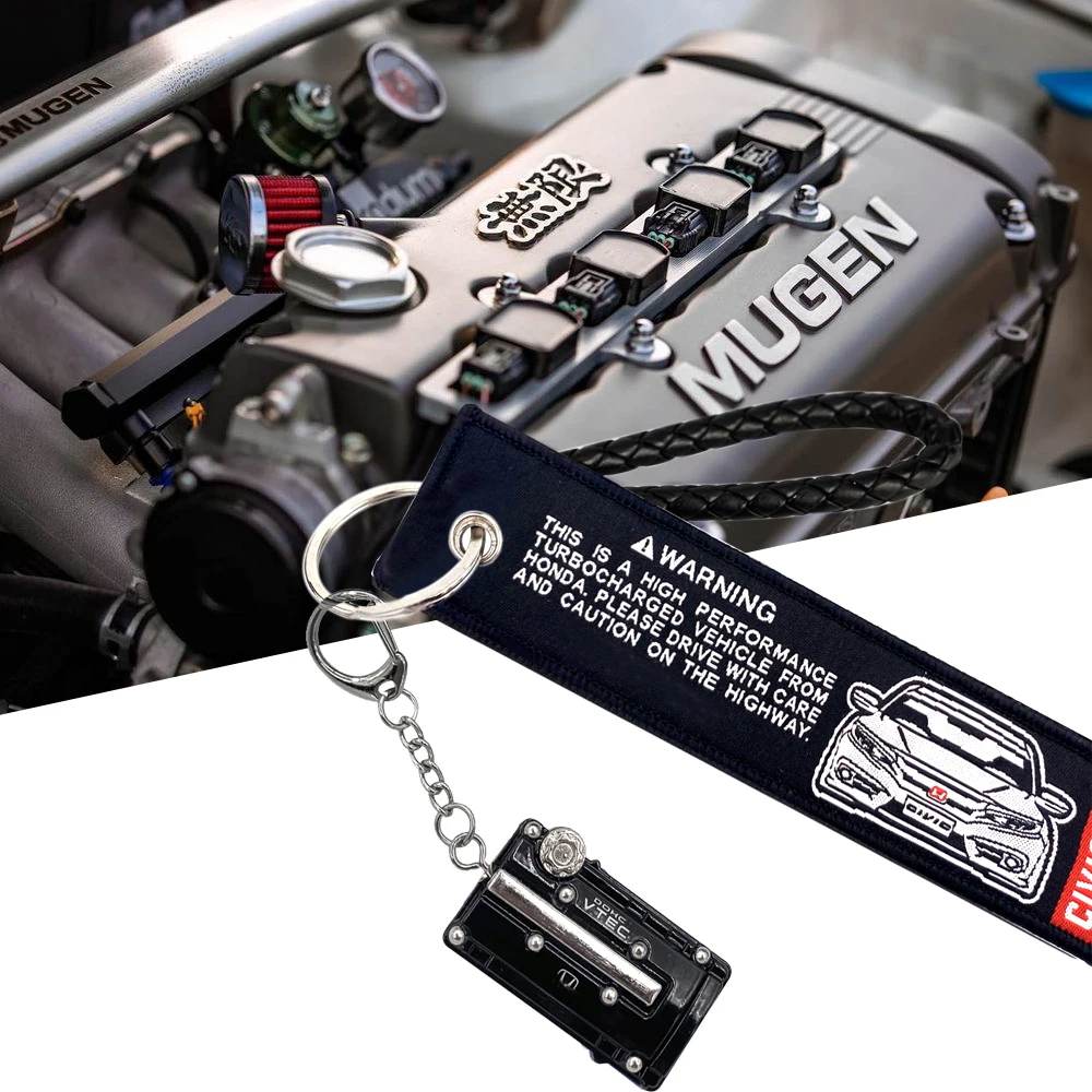 

For Honda Civic Jazz Accord EG EK Car Interior Accessories Car Metal Keychain VTEC-DOHC Engine Keyring Auto Hood Key Pendant