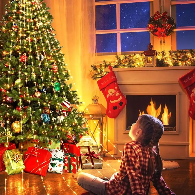 Светодиодные звезды рождественские украшения для штор домашней вечеринки