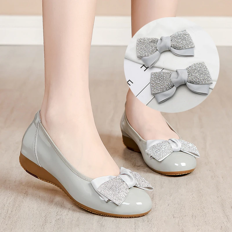 Bow Shoe fFlower Handmade DIY Self-adhesive Black Women's Shoes Single Shoe Accessories Rhinestone Shoe Accessories Shoe Buckle