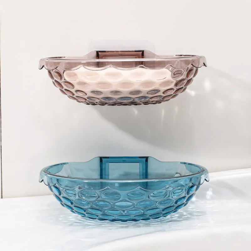 

New Punch-free Transparent Soap Holder Bathroom Drain Soap Box Bathroom Soap Holder Wall-mounted Shelf Drain Soap Holder Baños