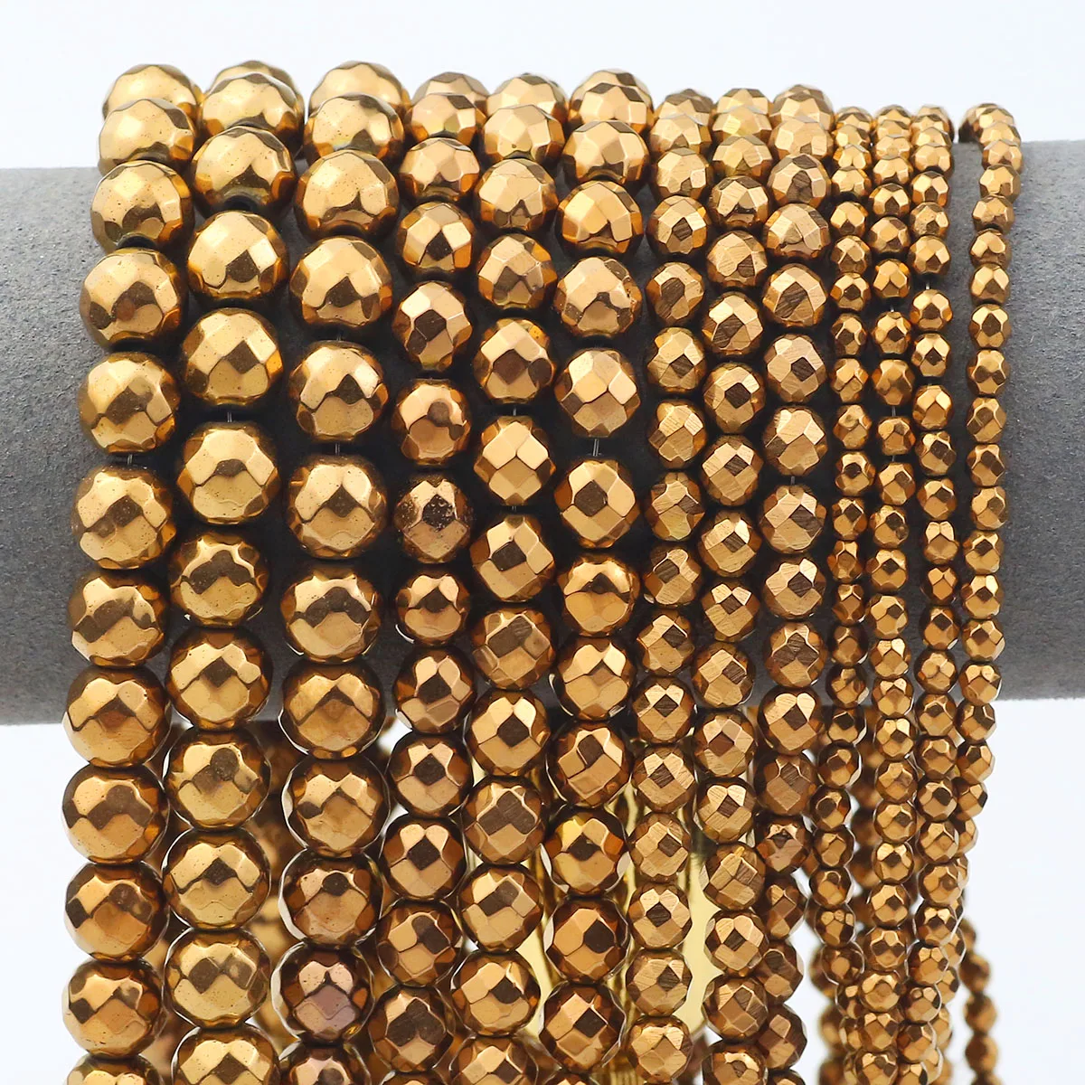 Алмазная форма граненые античные бронзовые гематитовые круглые свободные