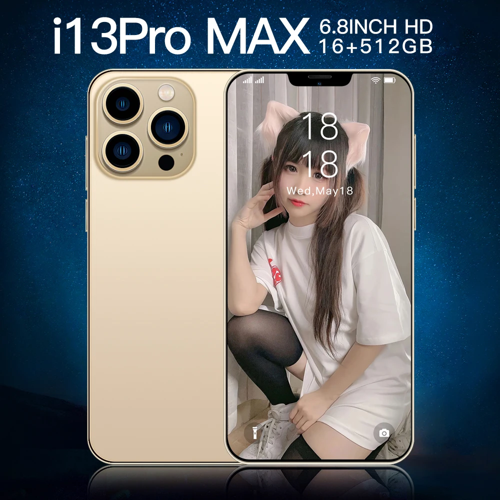

Смартфон i13 Pro Max, 6,8 дюйма, 16 ГБ, 512 ГБ, 10 ядер, 6800 мАч