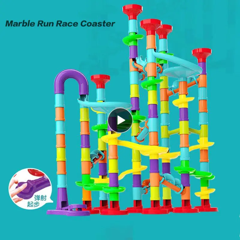 

Marble Race Run Track Toys DIY Building Blocks Bulk Sets City Classic Bricks Kids 3D Maze Ball Roll Toy Coaster Set For Children