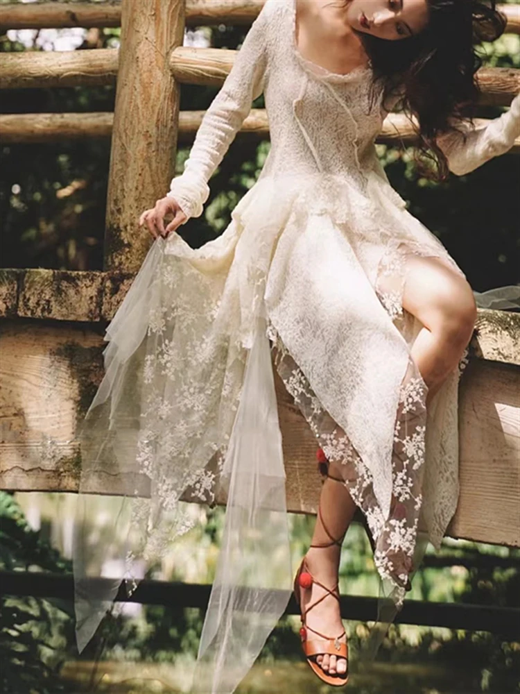 Женское платье с длинным рукавом элегантное однотонное абрикосового цвета