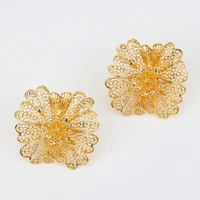 earring female fashion gold color metal flower dangle earrings for women simple design earring party jewelry gold plated earring