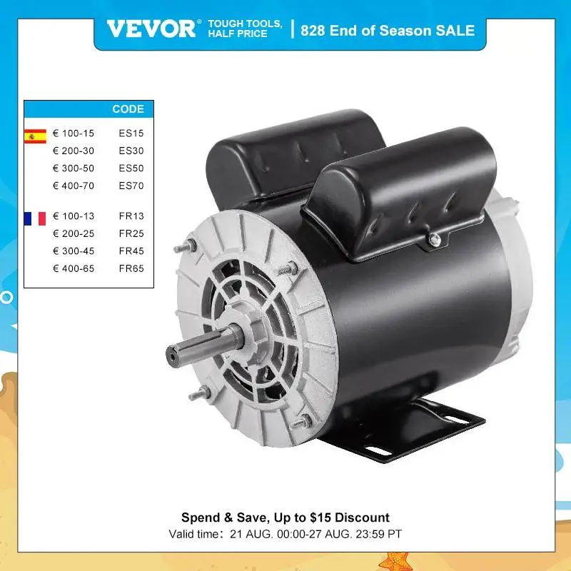 Electric Motor 115/230v 3450rpm Steel Housing For Pumps Transport Machinery Mixers