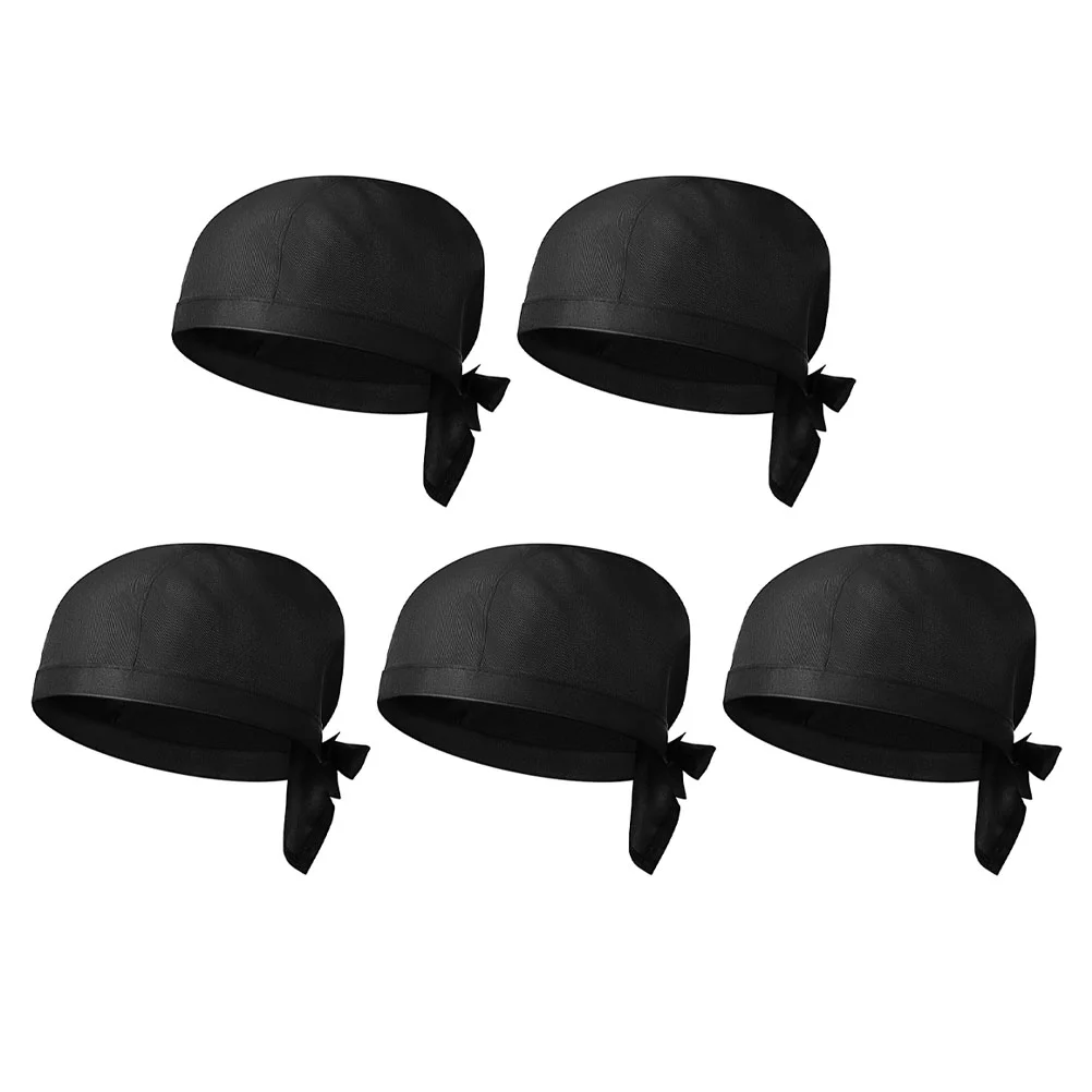 

5 Pcs Chef Hat Bakery Bbq Grill Hats Caps Chief Black Ties Men Kitchen Serving Uniforms Women