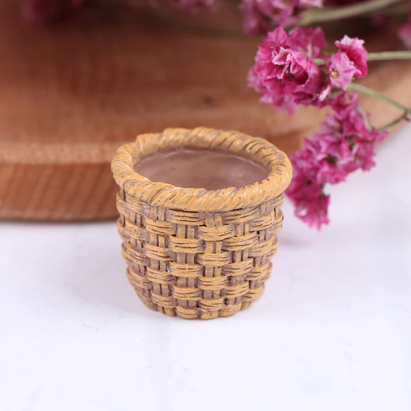 

1Pc 1:12 Cute Dollhouse Rattan Frame Hand-woven Vegetable Food Storage Basket Dolls Miniature For Dollhouse Decals