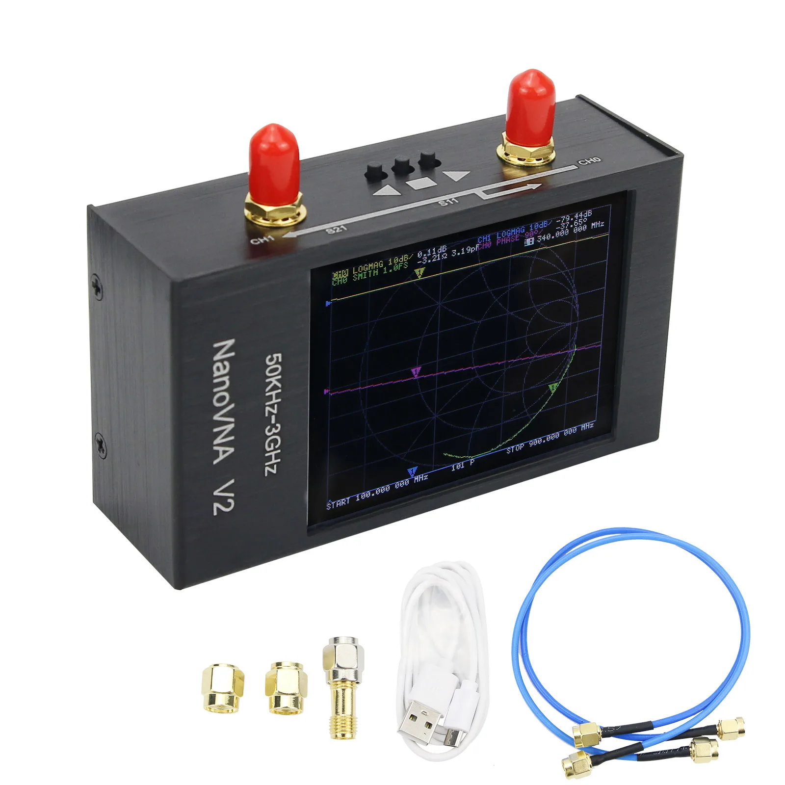 

NanoVNA V2 50KHz-3GHz Vector Network Analyzer Antenna Analyzer with Metal Shell For Shortwave HF VHF UHF