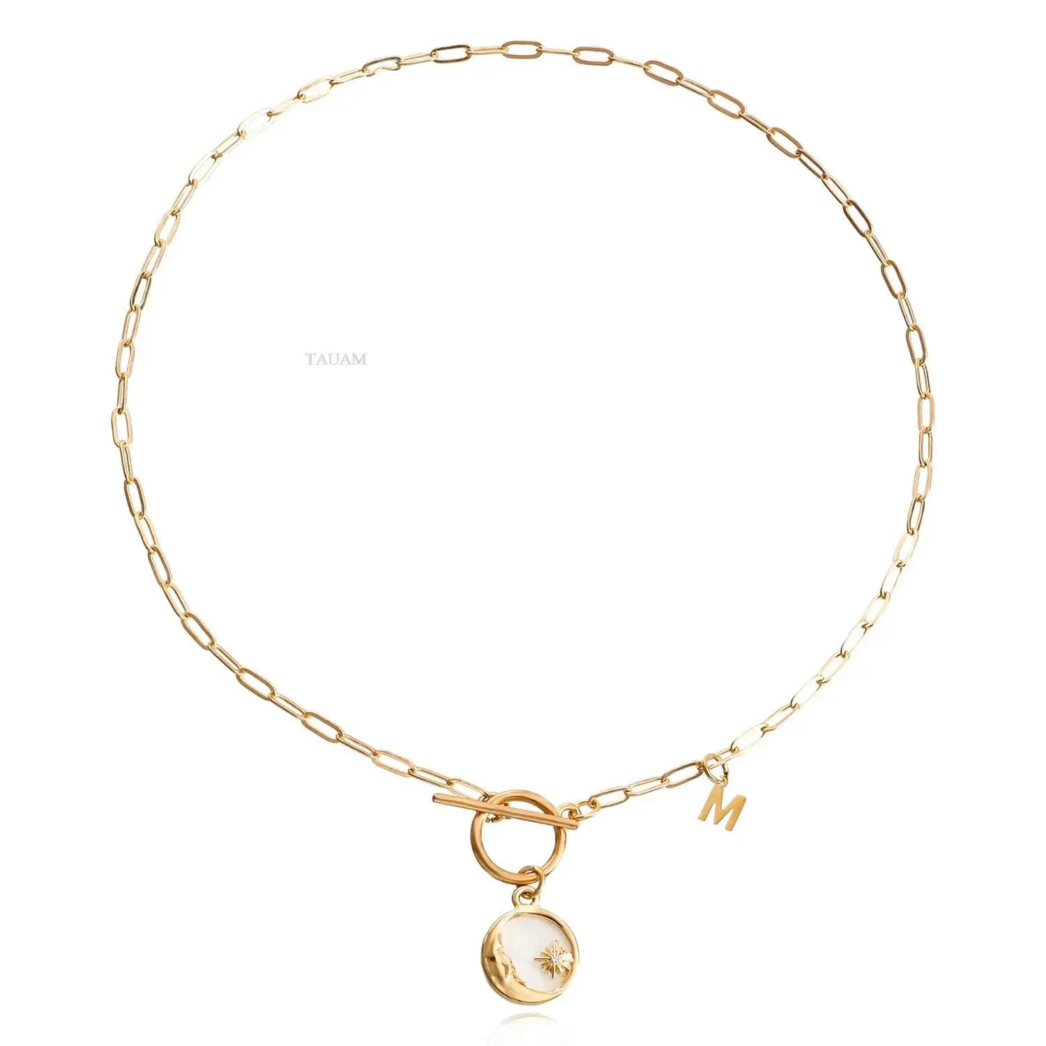 

TAUAM Initial Fashion Necklaces Pearl Gold Color Letter Chain Pendant Choker for Women Vintage Summer Jewelry