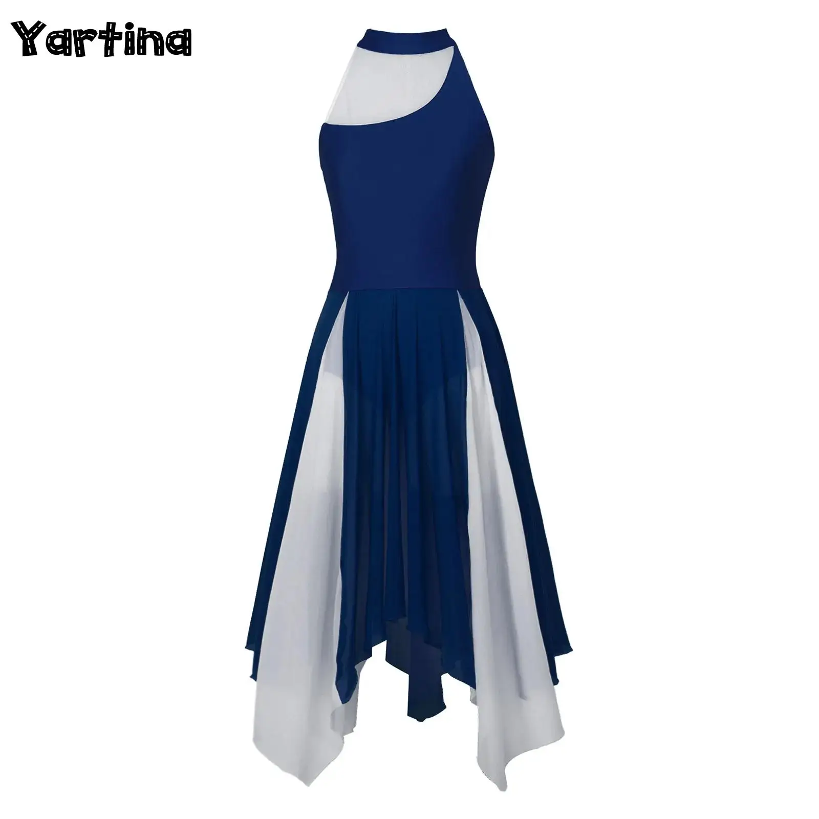 Женское современное балетное лирическое танцевальное платье с лямкой на шее