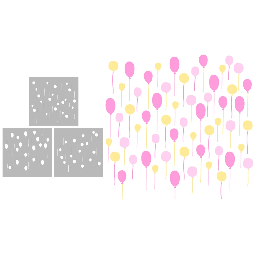 

MangoCraft 3PCs Balloons Party Celeration Plastic Stencils For Decor DIY Scrapbooking Supplies Stencil For Card Album Background