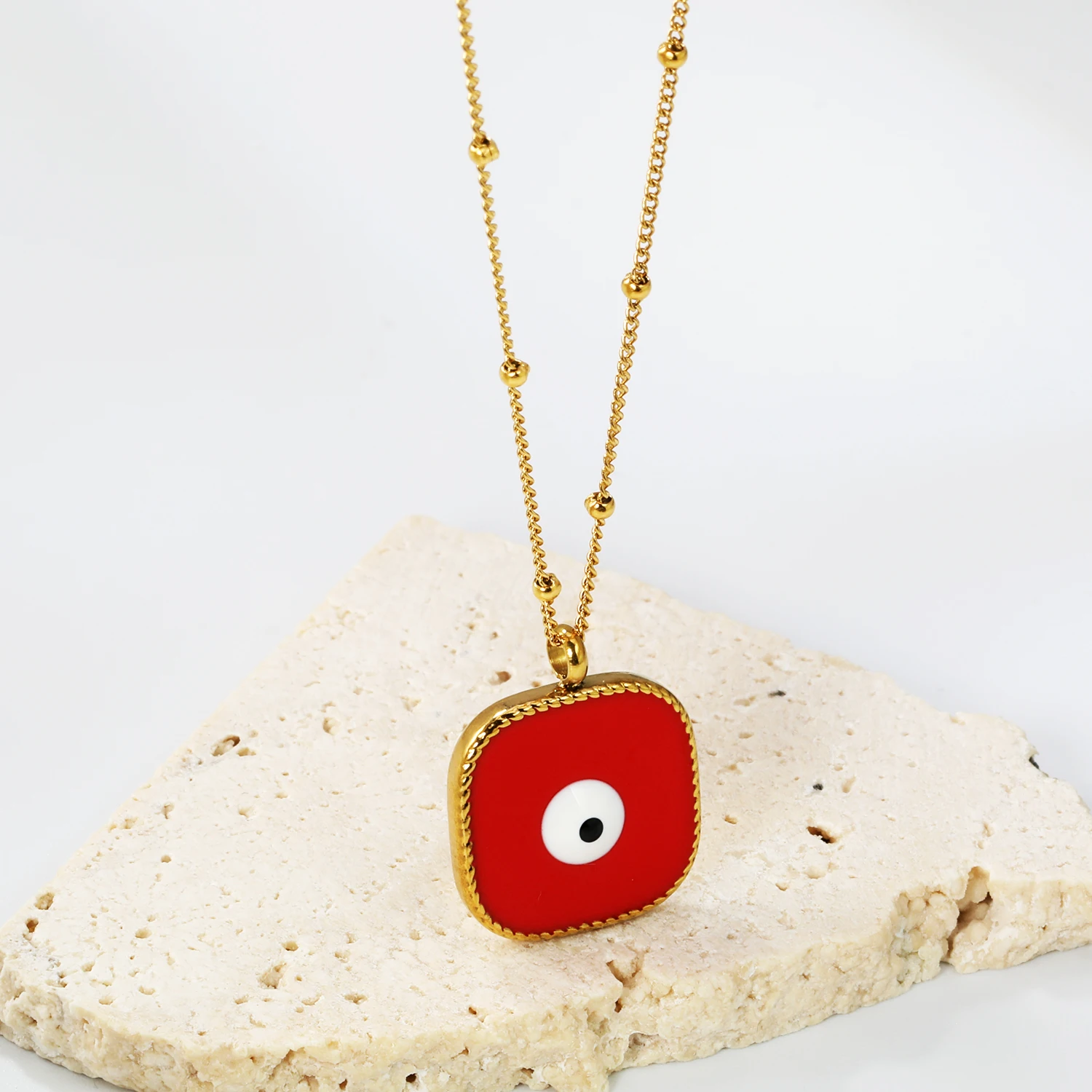 LUXUSTEEL красочное ожерелье с подвеской для женщин квадратная капельная масляная