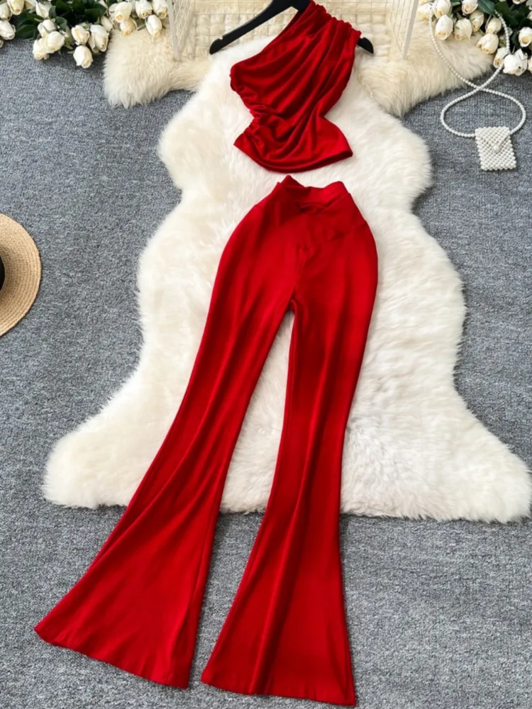 Y2K сексуальные комплекты из двух предметов для женщин элегантные и шикарные