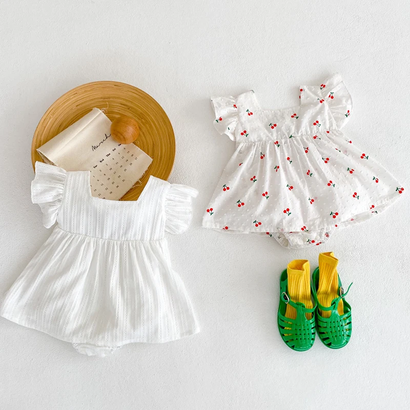 

Toddler Baby Girl Flying Sleeve Cotton Printing Dress Romper Newborn Baby Girls Jumpsuit Baby Girls Clothes For Summer
