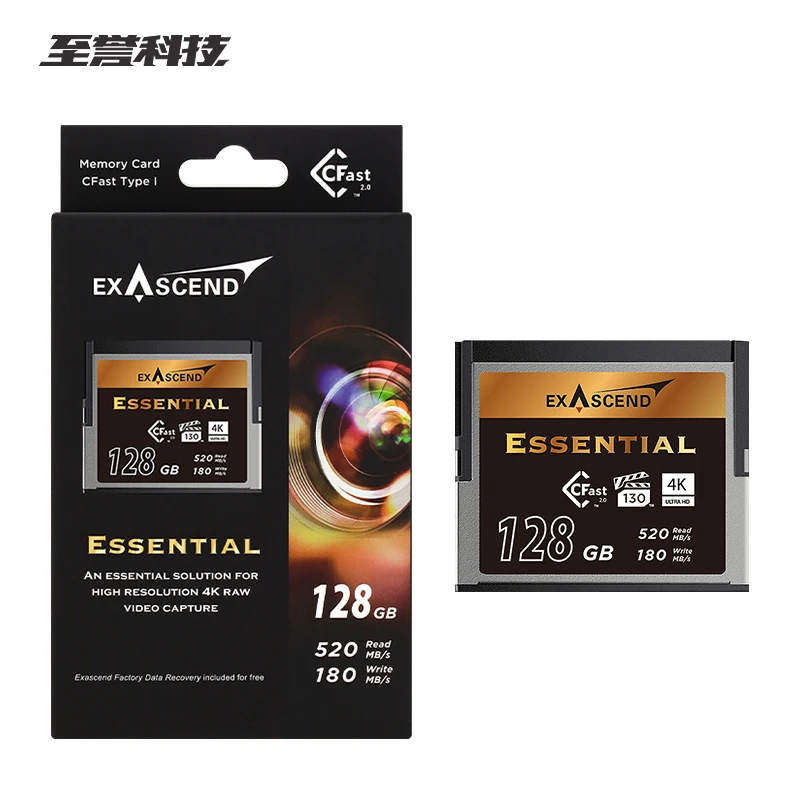 Оригинальный Exascend Essential Series CFast 2 0 128 ГБ 256 VPG 130 карта памяти 512 1 ТБ чтение 520 Мб/с тип