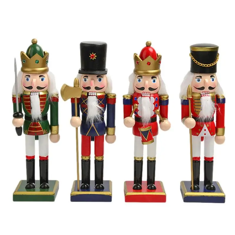 

30CM Wooden Nutcracker Doll Soldier Miniature Figurines Vintage Handcraft Puppet New Year Christmas Ornaments Home Decor