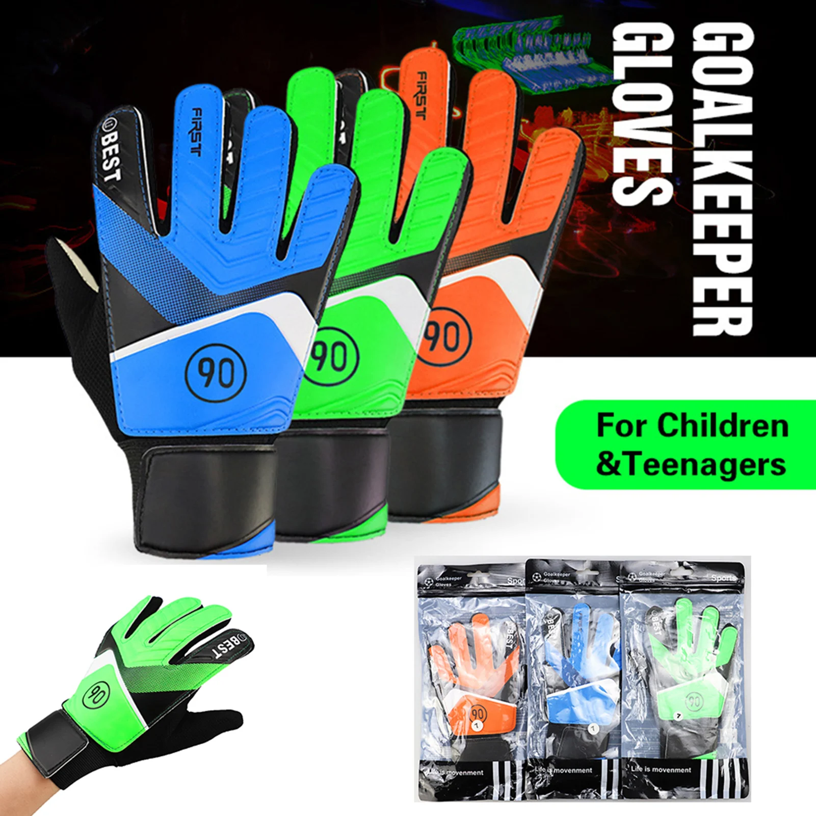 

Детские носимые Нескользящие перчатки, перчатки вратаря, перчатки вратаря по футболу, двойные защитные перчатки вратаря по футболу