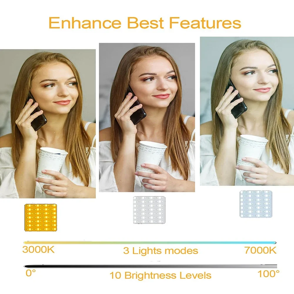 Светодиодная заполняющая лампа для видео 3 цвета с зажимом камеры мобильного