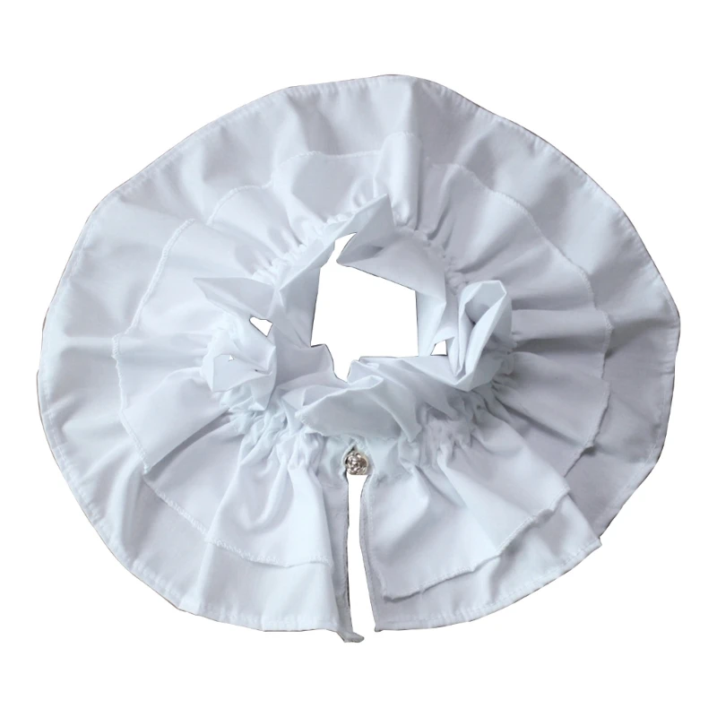 

Винтажный съемный Двухслойный Гофрированный воротник на пуговицах с высокой горловиной для женщин