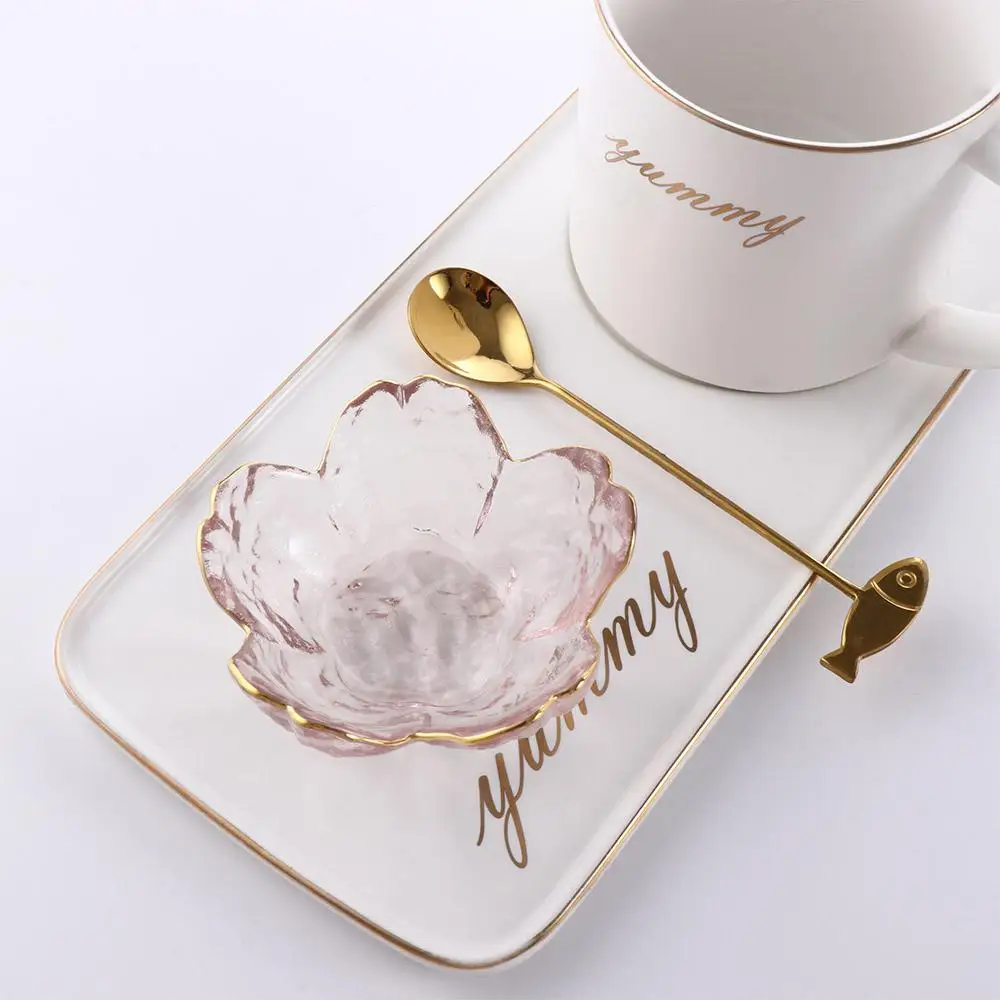 Скандинавский стиль японская золотая инкрустация стеклянное блюдо для