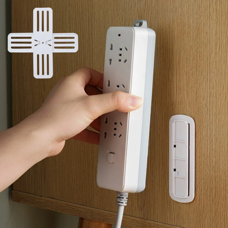 

Removable Wall-Mounted Fixer Self-Adhesive Desktop Socket Fixer Cable Organizer Wall Hanging Power Strip Holder Fixator Plug-in