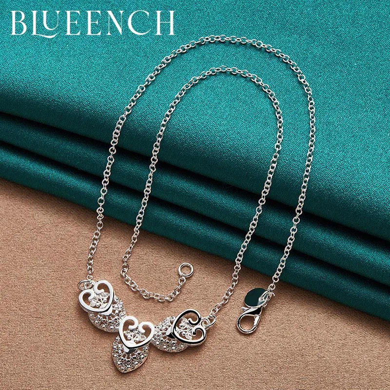 

Blueench 925 Sterling Silver Heart Peach Pendant Necklace for Women Proposal Wedding Party Romantic Fashion Jewelry